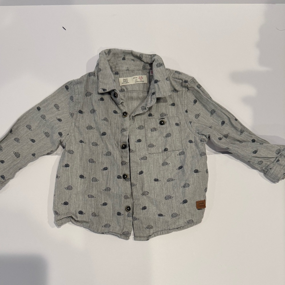 Zara porcupine print button up boys top toddler baby 6-9 months